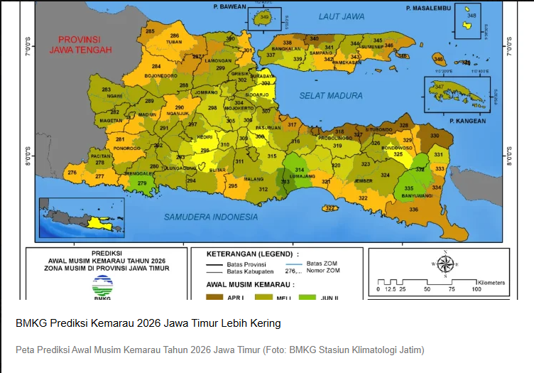 BMKG Prediksi Kemarau 2026 di Jawa Timur Lebih Kering, Puncak Diperkirakan Agustus